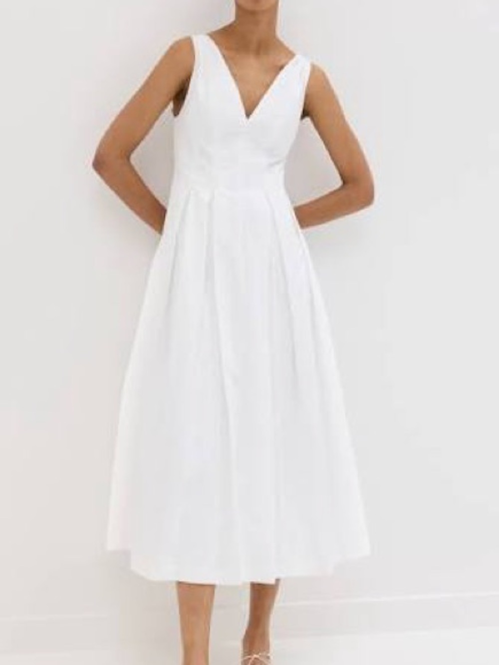 NWT Hill House Home Jacqueline White Cotton Midi Dress L Bridal